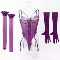 Imagem do Conjunto de Lingerie Sexy com luva e meias Thifany.