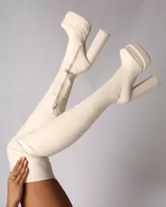 Bota Emy acima do joelho salto alto de plataforma. - Clube das Coisas - Tudo para Você ficar mais Linda e Sexy