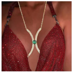 Colar de Corpo com Pedras Coloridas de Strass Body Chain Blogueira Luxo Sexy. - comprar online