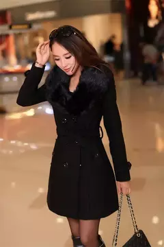 Sobretudo Feminino Outono Inverno Elegante com Gola Peluda Ranna na internet