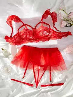 Conjunto Menina Safadinha 3 Peças Sexy de Renda - Clube das Coisas - Tudo para Você ficar mais Linda e Sexy