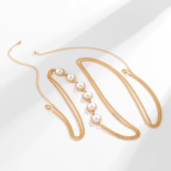 Colar para o busto Body Chain Sexy com Pérolas, Corrente de Corpo com Pérolas. - loja online