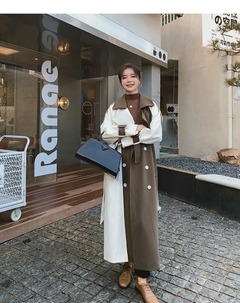 Casaco Bicolor Elegante Longo Amelya. - loja online