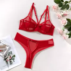 Conjunto de Lingerie Sexy de malha duas peças ultrafino transparente Zoé - comprar online
