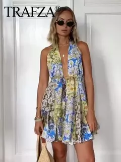 Mini Vestido Sexy Estampado e Decote em V. na internet