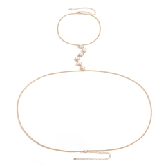 Imagem do Colar para o busto Body Chain Sexy com Pérolas, Corrente de Corpo com Pérolas.