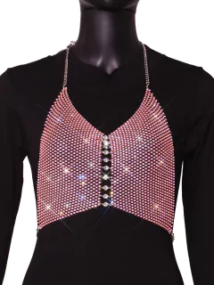 Top Cropped Hilary Moderno e Brilhante com Malha de Strass.