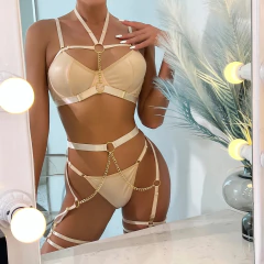 Conjunto de Lingerie Feminina Sexy de látex Tallya, Lingerie Erótica. - Clube das Coisas - Tudo para Você ficar mais Linda e Sexy