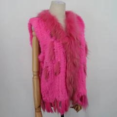 Colete Cardigã de Pele de Coelho Quente Super em Alta Caren.