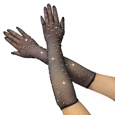 Luvas de Dedo Sexy Elástica com Strass Brilhante - comprar online