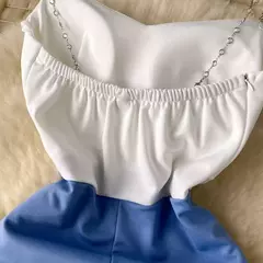 Vestido plissado Bicolor com Alcinha de Corrente e Zíper lateral Emily - comprar online