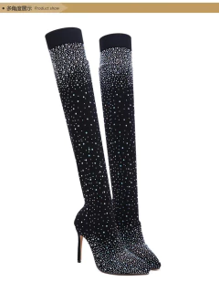 Imagem do Bota Fashion de Tecido com Stass, Bota estilo Meia calça de Strass, Botas Day.