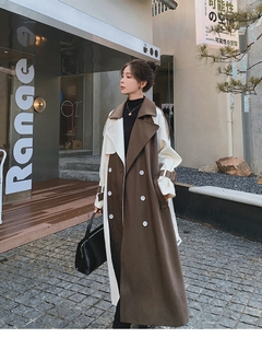 Casaco Bicolor Elegante Longo Amelya. - loja online