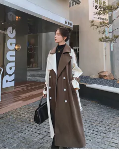 Casaco Bicolor Elegante Longo Amelya. - loja online