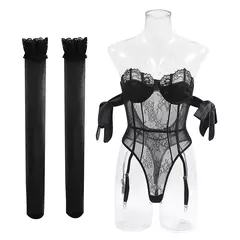 Imagem do Body Corselet Lingerie Erótica em Renda e Tule Mirelle