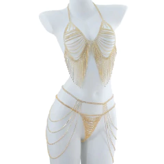 Conjunto de Joias para o Corpo Sexy com Franja de Strass Victoria.