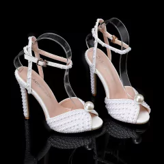 Sandália com Perolas plásticas de Salto Alto muito Elegante Sofia - loja online