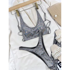 Biquíni Lady Sexy com Lantejoulas e Anéis Circulares. na internet