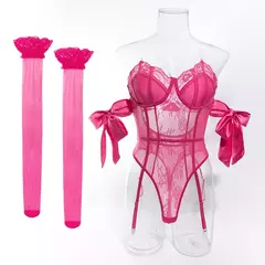 Body Corselet Lingerie Erótica em Renda e Tule Mirelle