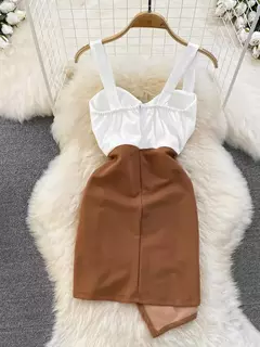 Vestido Bicolor de Alcinha com Cinto Olivia - Clube das Coisas - Tudo para Você ficar mais Linda e Sexy
