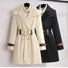 Casaco Europeu de Lã com Cinto Elegante Kelle.