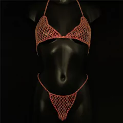 Conjunto de lingerie com strass sexy, Conjunto de joias para o corpo com strass Victoria. na internet