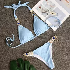 Conjunto de Biquíni Sexy com Pedraria Angélica na internet