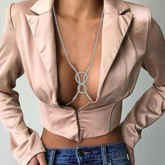 Colar de Corpo Body Chain Luxo Círculos de Strass Katy.