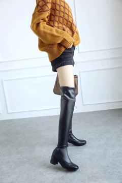 Imagem do Bota Over Salto Grosso Cano Alto com Zíper Caren.