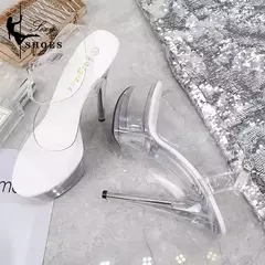 Sandália Elegante com Salto Ponta de Agulha Transparente Bebel - Clube das Coisas - Tudo para Você ficar mais Linda e Sexy