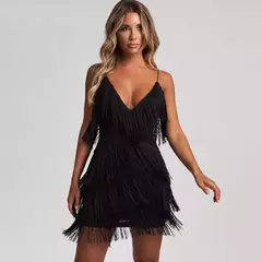 Vestido curto de Franjinha com decote em v profundo Claire - comprar online