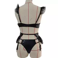 Imagem do Conjunto de Lingerie Sexy de Couro com 3 peças Nathaly
