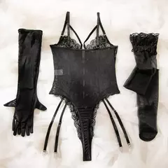 Imagem do Conjunto de Lingerie Sexy com luva e meias Thifany.