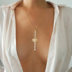 Corrente de Corpo Delicada de Coração com Strass Filka.