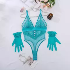 Body Erótico Macacão Transparente, Lingerie de Renda Sexy, Polka Dot - Clube das Coisas - Tudo para Você ficar mais Linda e Sexy