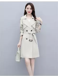 Sobretudo Feminino Elegante Outono Inverno com Fecho em Botão e Cinto Grace na internet