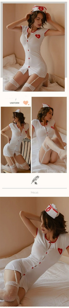Fantasia Sexy de Enfermeira, Uniforme Lingerie de Enfermeira erótica Lya. na internet