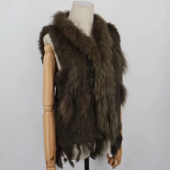 Colete Cardigã de Pele de Coelho Quente Super em Alta Caren.
