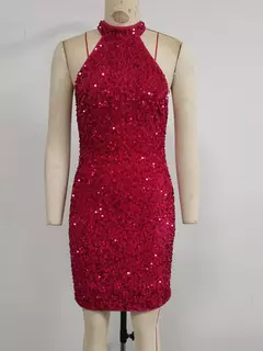 Vestido Curto Zayra de Lantejoulas Brilhantes. - loja online
