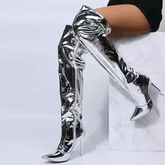 Imagem do Bota Feminina Cano Longo Acima do Joelho Metalizada Sophia