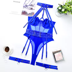 Lingerie Sexy com Transparência, Bodysuit Erótico Cinta Liga.