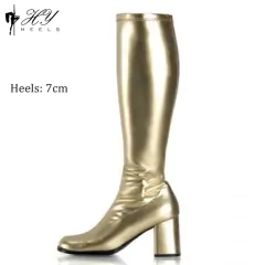 Bota Madelyn Brilhante com glitter com salto grosso quadrado. - comprar online