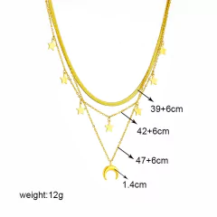 Colar Multicamada de Aço Inoxidável dourado, Colar multicamada Trinity. na internet