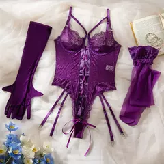 Conjunto de Lingerie Sexy com luva e meias Thifany. na internet