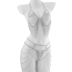 Conjunto de Joias para o Corpo Sexy com Franja de Strass Victoria. - Clube das Coisas - Tudo para Você ficar mais Linda e Sexy