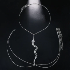 Colar de Corpo Body Chain de Cobra com Cristais Verde Kristiney. na internet