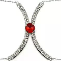 Imagem do Colar de Corpo Body Chain Blogueira Verão Luxo Cristal Verde Madison.