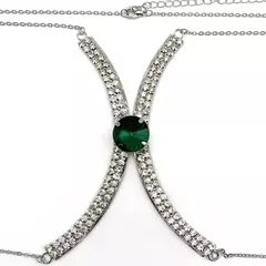 Colar de Corpo Body Chain Blogueira Verão Luxo Cristal Verde Madison. - loja online