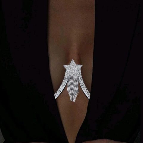 Corrente para corpo com Estrela Cadente ou Coração de Strass, Jóias Sexy Faythe.