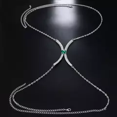 Colar de Corpo Body Chain Blogueira Verão Luxo Cristal Verde Madison. - Clube das Coisas - Tudo para Você ficar mais Linda e Sexy